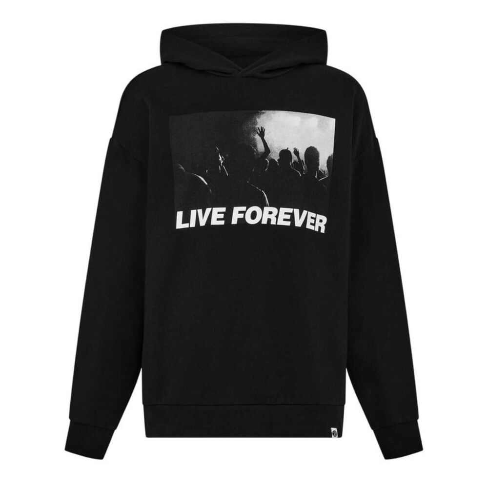 Pretty Green Mens Live Forever Drop  Hoodie / Black